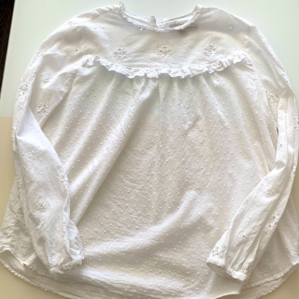 Ann Taylor Loft white eyelet blouse .